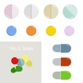 Vector coloured pills isolated on a white background Royalty Free Stock Photo