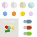 Vector coloured pills isolated on a white background