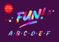 Vector Colourful Alphabet. Kids Font in Cartoon Style. Funny Textured Typeface. Cute Children Handwritten Font with Wax Crayon