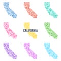 Vector colourful dotted map of the state of California.