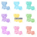 Vector colourful dotted map of the state of Louisiana. Royalty Free Stock Photo