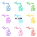 Vector colourful dotted map of the state of Michigan. Royalty Free Stock Photo