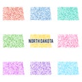 Vector colourful dotted map of the state of North Dakota. Royalty Free Stock Photo