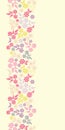 Vector colourful flowers bouquets on light vertical stripe seamless border pattern. Elegant retro background Royalty Free Stock Photo