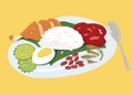 Vector colourful Malaysian food Nasi Lemak illustration.