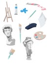 Vector colourful set of artist`s tools