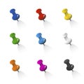 Vector of Colourful Thumbtacks in a Row