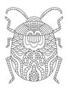 Vector colouring book page with hand-drawn unreal bug vector illustration