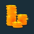 Vector columns of coins, money, on black background Royalty Free Stock Photo