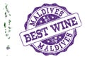 Collage of Grape Wine Map of Maldives and Best Wine Stamp Royalty Free Stock Photo