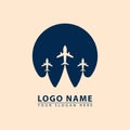 vector combination of planet and plane logo icon Royalty Free Stock Photo