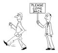 Vector Comic Cartoon of Angry Man,Businessman,Customer or Worker Leaving Shop or Work, While Boss, Manager or Owner is