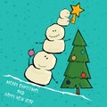 Vector comic cartoon merry christmas illustration