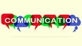 Vector communication concept Communicating words with various colorful interactive speech bubbles Royalty Free Stock Photo