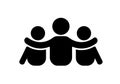 Vector community group three people help icon in flat style. Youth symbol persons team partnership for web site design