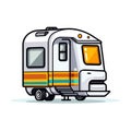 Vector of a compact camper parked on the ground