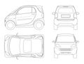 Vector compact small car in outline. Royalty Free Stock Photo