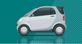 Vector compact small car. Template vector on transparent. View side
