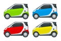 Vector compact smart car. Small Compact Hybrid Vehicle. Royalty Free Stock Photo