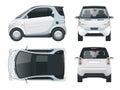 Vector compact smart car. Small Compact Hybrid Vehicle. Royalty Free Stock Photo