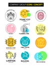 Vector company group icons concept on white background.