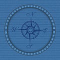 Vector compass on the Blue Denim Texture Background, EPS 10 Royalty Free Stock Photo