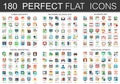 180 vector complex flat icons concept symbols of cyber security, network technology, web development, digital marketing Royalty Free Stock Photo