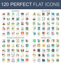 120 vector complex flat icons concept symbols of insurance, real estate, building construction, design tools. Web Royalty Free Stock Photo