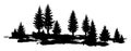 Vector composition Forest silhouette landscape. Black and white isolated elements Element for design.