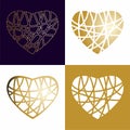 Vector composition of four golden hearts Royalty Free Stock Photo
