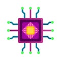 Stylized Microchip or CPU Icon Royalty Free Stock Photo