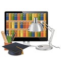 Vector Computer Library Concept Royalty Free Stock Photo