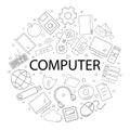 Vector Computer pattern with word. Computer background Royalty Free Stock Photo