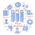 Vector concept of bacteria and viruses - blood analysis icon