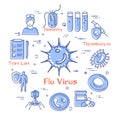 Vector concept of bacteria and viruses - flu virus icon Royalty Free Stock Photo