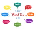 Vector concept or conceptual abstract thank you word cloud in different languages or multilingual for education or thanksgiving