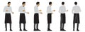 Vector concept conceptual black silhouette of a male waiter taking an order from different perspectives