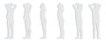 Vector concept conceptual gray paper cut silhouette of a little girl from different perspectives isolated on white. Royalty Free Stock Photo