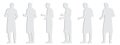 Vector concept conceptual gray paper cut silhouette of a male waiter taking an order from different perspectives