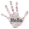 Vector hand print stamp hello greeting international t Royalty Free Stock Photo