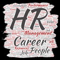 Vector concept conceptual hr or human resources career management brush or paper word cloud isolated background. Collage of workpl