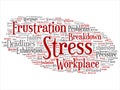 Vector concept conceptual mental stress at workplace or job pressure abstract word cloud isolated background. Collage of health, Royalty Free Stock Photo