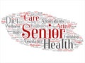 Vector concept conceptual old senior health, care or elderly people treatment abstract word cloud isolated background. A collage