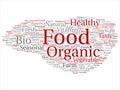 Vector concept conceptual organic food healthy bio vegetables abstract word cloud isolated background. Royalty Free Stock Photo