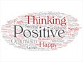 Vector concept, conceptual positive thinking, happy strong attitude abstract word cloud