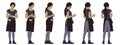 Vector concept conceptual silhouette of a female waiter taking an order from different perspectives