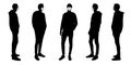 Vector concept conceptual silhouette men talking while social distancing