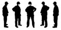 Vector concept conceptual silhouette men working while social distancing
