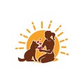 Vector concept design symbol women with dog