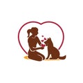 Vector concept design symbol women with dog